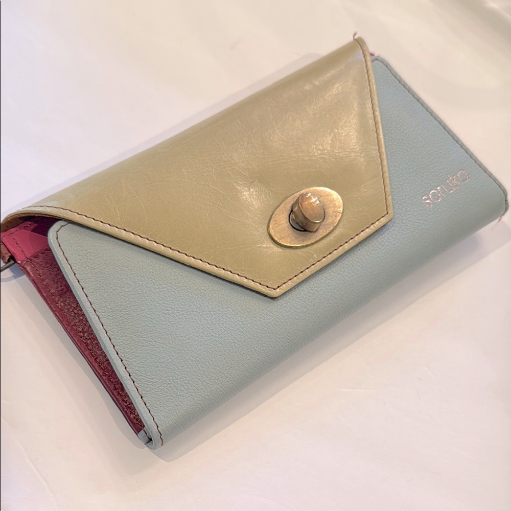 Soruka Leather Wallet/Clutch colorful with turn lock closure